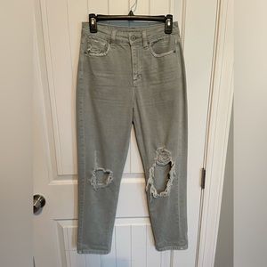 American Eagle Green Distressed Jeans